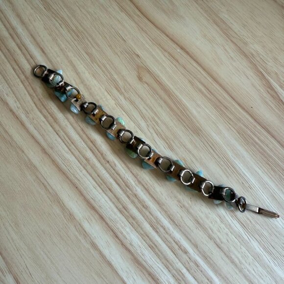 Vintage Larimar Stone Bracelet With Gold Plated Chain & Clasp 7" Length - Picture 7 of 10